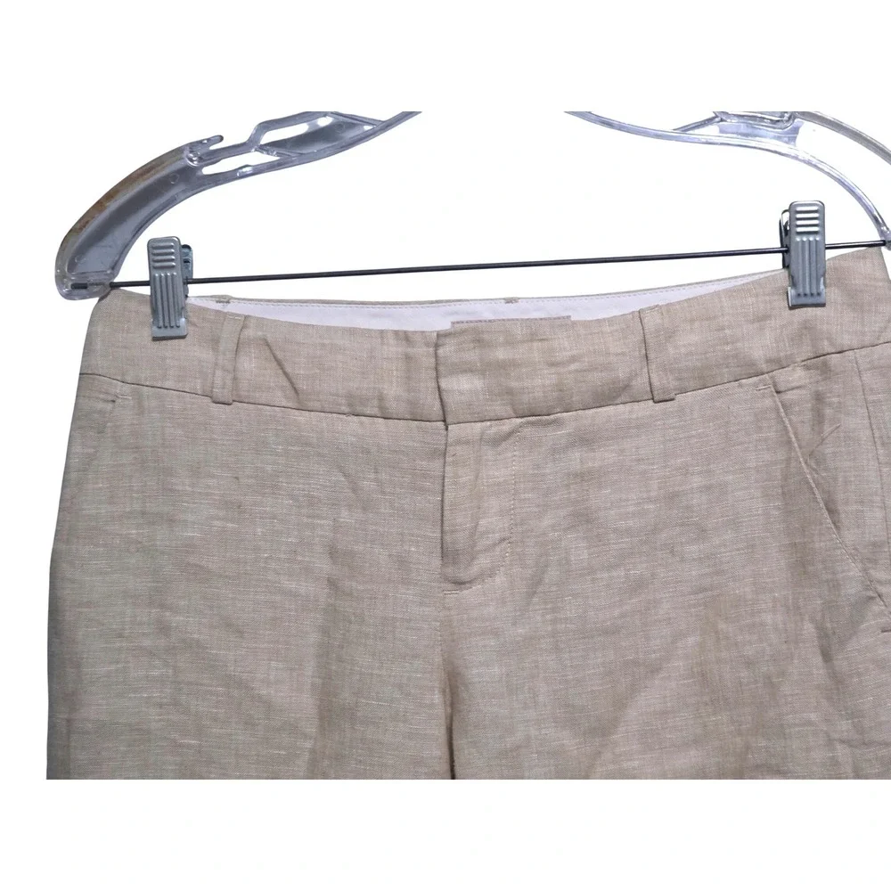 Banana Republic Martin‎ Fit Beige Linen Straight Leg Trousers Women's  Sz 2pa B1